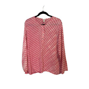 OLD NAVY sz XL 100% Cotton Sequin Rhinestone Button Pink Henley Tunic Top